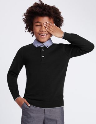 Pure Cotton Mock Shirt Jumper &#40;3-14 Years&#41;